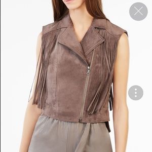 NWT Bcbgmaxazria Mike Faux-Suede Fringe Vest